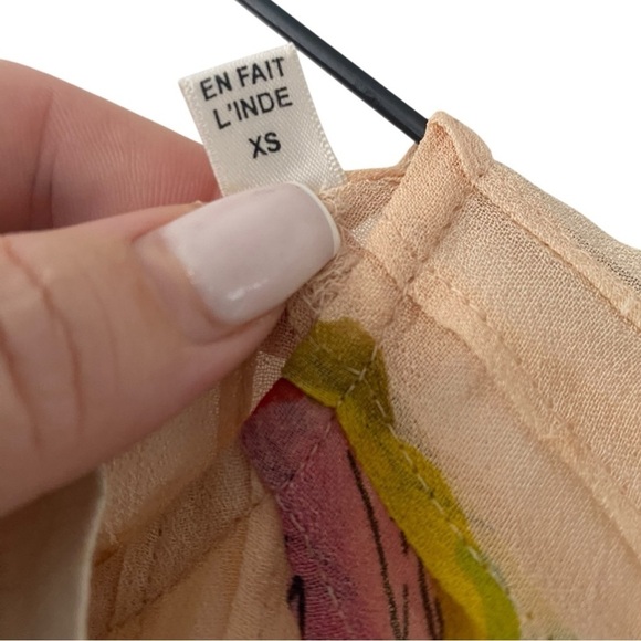 One Fine Day Anthropologie Rayon Tea Rose Semi Sheer Blouse I Size: XS - Picture 8 of 9